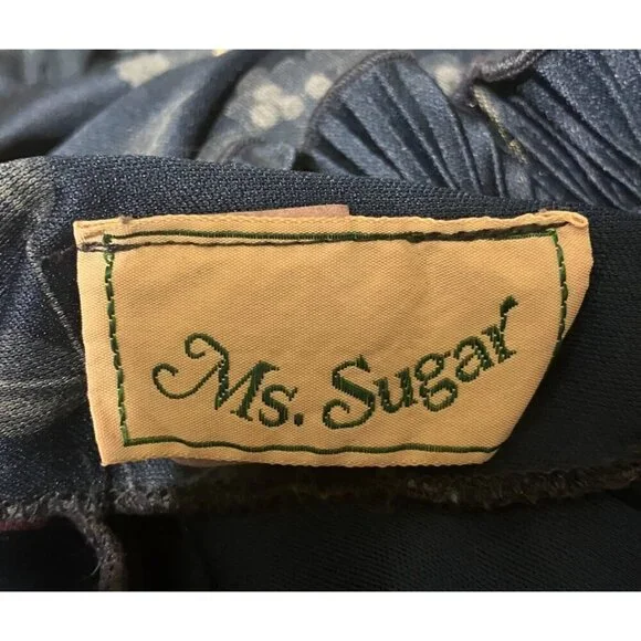 Vintage Ms Sugar Womens Sheath Dress L Ruffle Wrap Bodice Elastic Waist Fairy - Picture 7 of 8